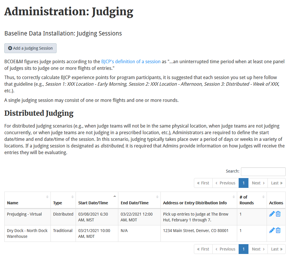 Manage Judging Sessions