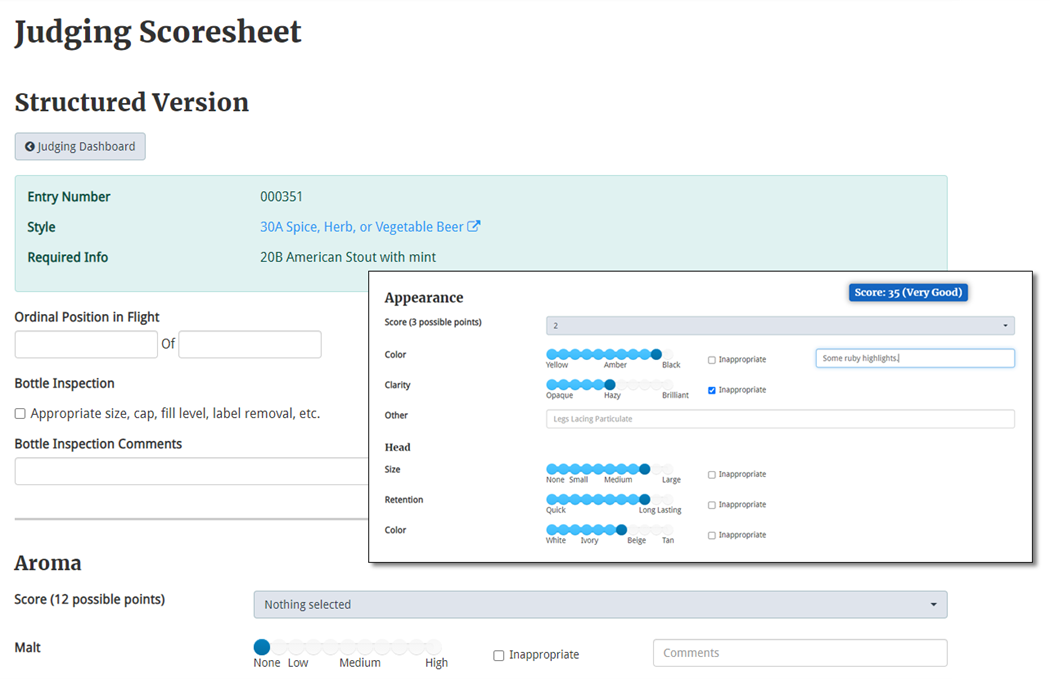 Structured Scoresheet