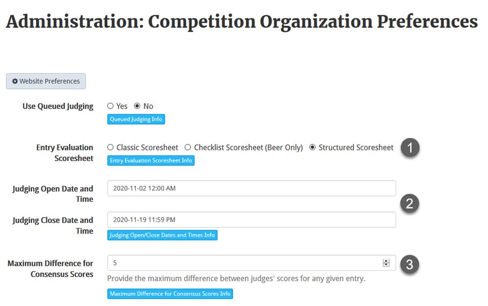 Set Competition Organization Preferences